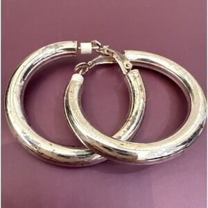 Sterling‎ Silver JCM JACMEL MAURITIUS 925 Hollow Hoop Earrings Stamped